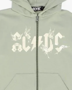 ACDC - FELPA VERDE FULL ZIP CON CAPPUCCIO PER RAGAZZA 10-14 ANNI