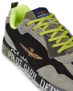 AERONAUTICA MILITARE - SNEAKERS MARRONE CHIARO, MARRONE SCURO, GRIGIA, NERA E GIALLO FLUO - 276CT3546-94653