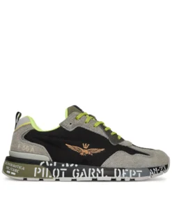 AERONAUTICA MILITARE - SNEAKERS MARRONE CHIARO, MARRONE SCURO, GRIGIA, NERA E GIALLO FLUO - 276CT3546-94653