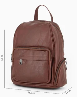 ALEX&CO - Zaino marrone in VERA PELLE con tasche frontali e laterali
