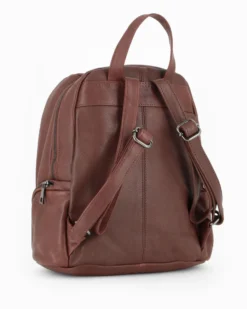 ALEX&CO - Zaino marrone in VERA PELLE con tasche frontali e laterali