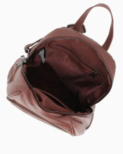 ALEX&CO - Zaino marrone in VERA PELLE con tasche frontali e laterali
