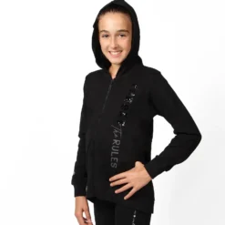 AMERICAN RAP - FELPA NERO FULL ZIP CON CAPPUCCIO