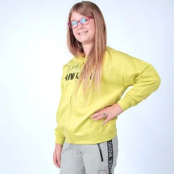 AMERICAN RAP - FELPA VERDE FULL ZIP CON CAPPUCCIO