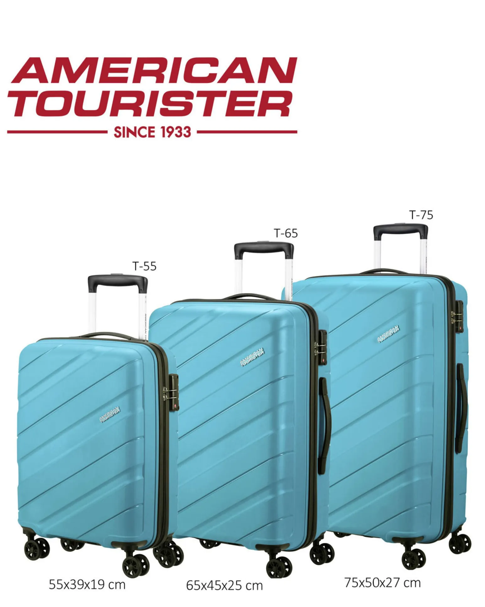 AMERICAN TOURISTER - TROLLEY AZZURRO IN ABS 4 RUOTE CON COMBINAZIONE TSA