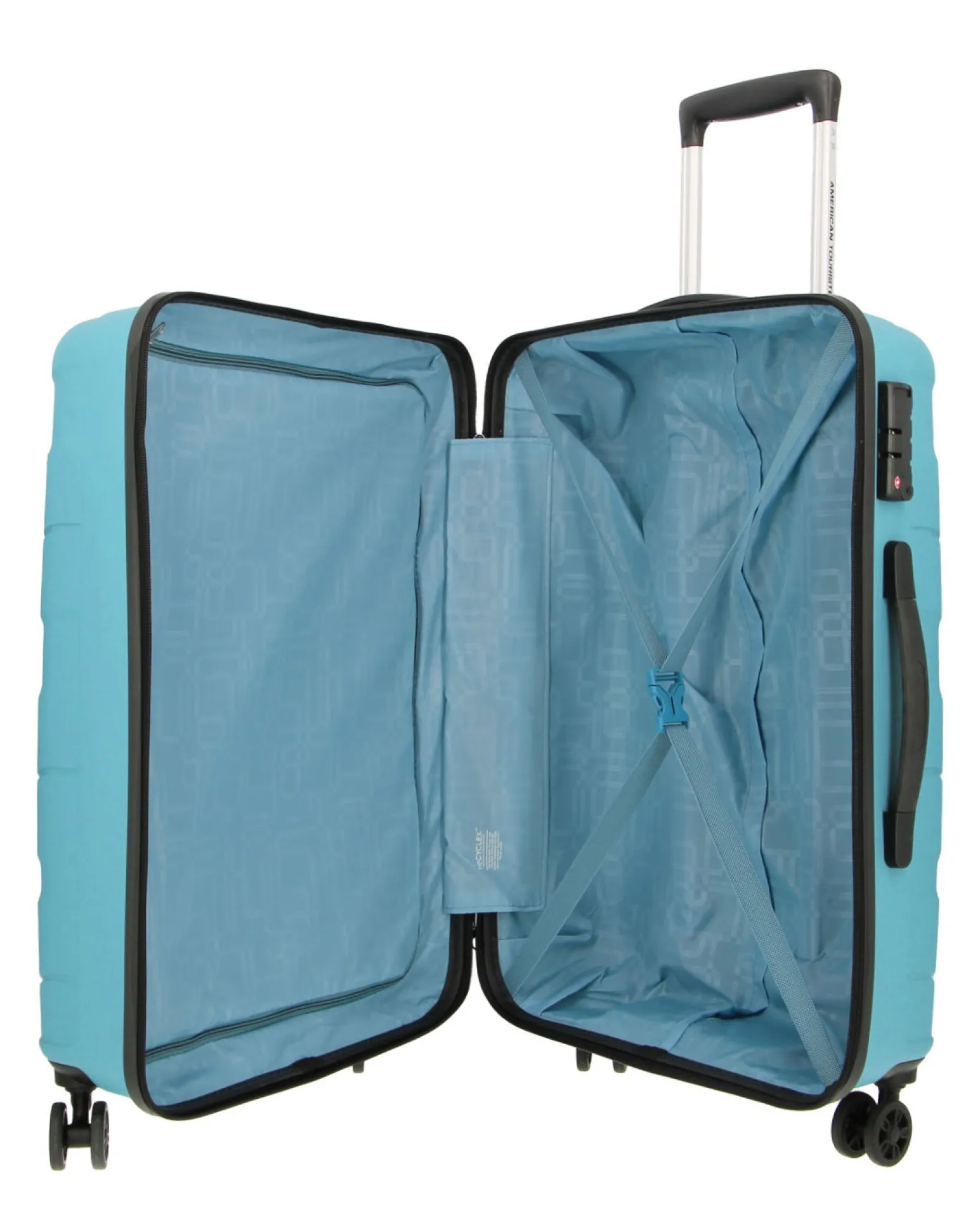 AMERICAN TOURISTER - TROLLEY AZZURRO IN ABS 4 RUOTE CON COMBINAZIONE TSA