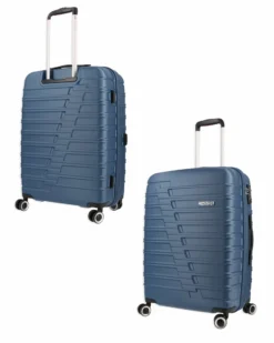 AMERICAN TOURISTER - TROLLEY BLU IN ABS 4 RUOTE CON COMBINAZIONE TSA