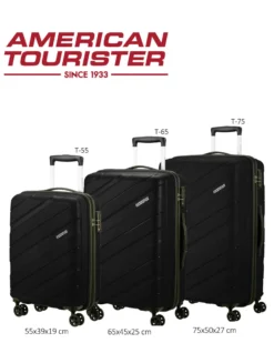 AMERICAN TOURISTER - TROLLEY NERO IN ABS 4 RUOTE CON COMBINAZIONE TSA