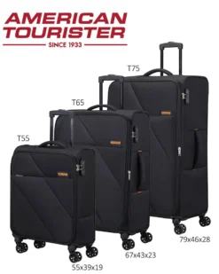 AMERICAN TOURISTER - TROLLEY NERO IN TESSUTO ESPANDIBILE CON LUCCHETTO TSA