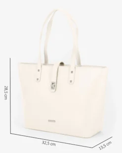 ANNES NICOLE - Borsa shopping crema con pattina con chiusura a girello