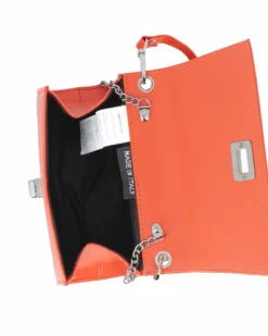 ANNES NICOLE - Pochette arancione un manico con patta in vernice e chiusura a girello, MADE IN ITALY