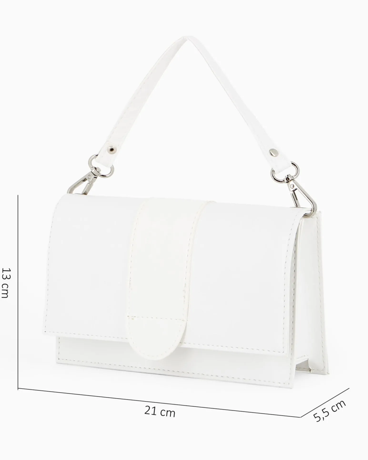 ANNES NICOLE - Pochette bianca con patta e tracolla a catenina