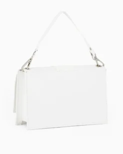 ANNES NICOLE - Pochette bianca con patta e tracolla a catenina