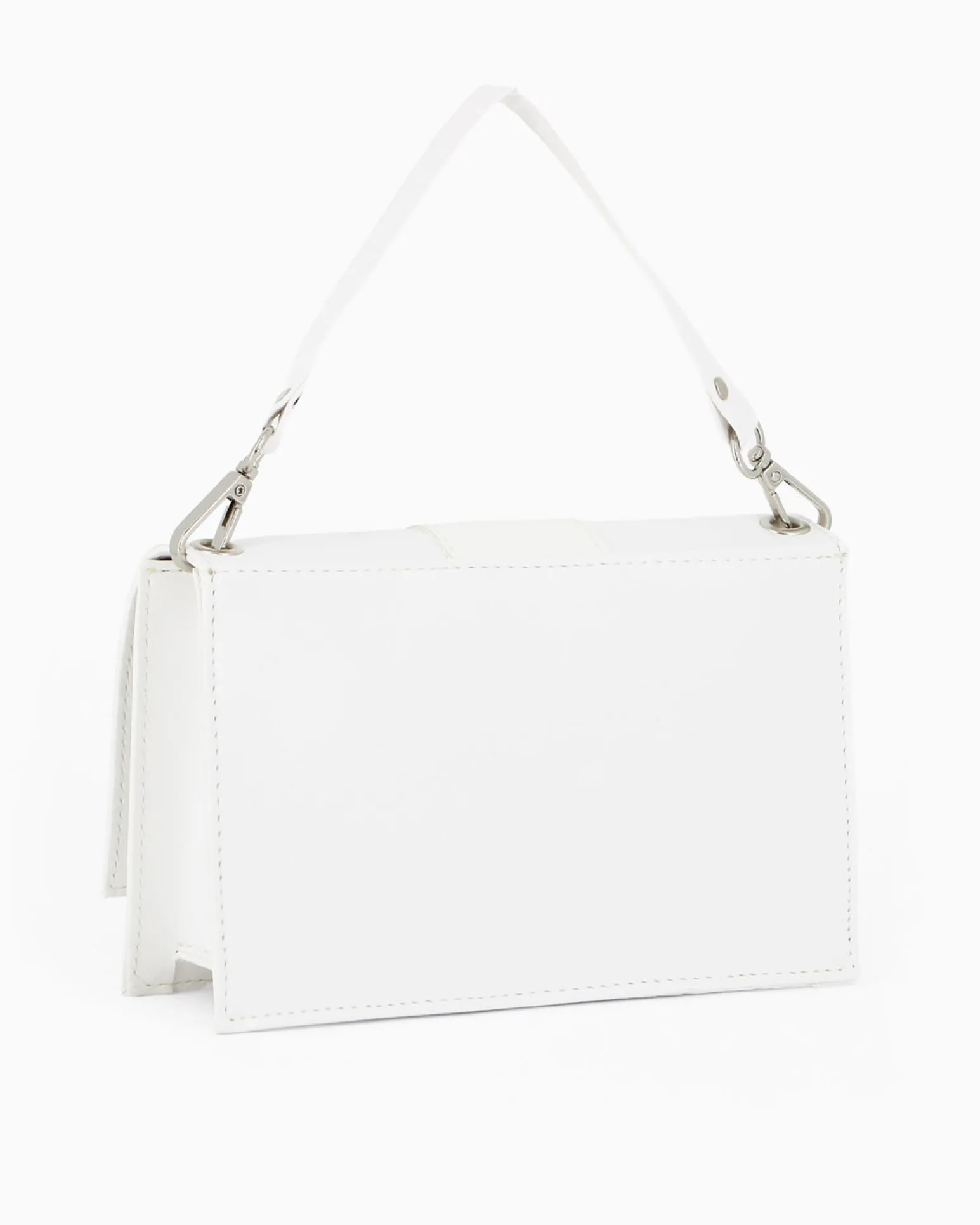 ANNES NICOLE - Pochette bianca con patta e tracolla a catenina