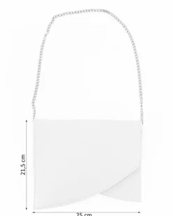 ANNES NICOLE - Pochette bianca a punta con inserto in vernice e patta, MADE IN ITALY