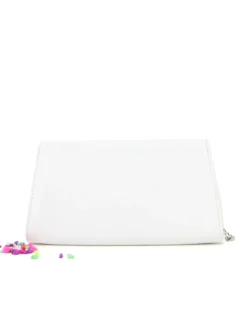 ANNES NICOLE - Pochette bianca con fascia glitterata sulla patta, MADE IN ITALY