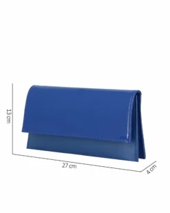 ANNES NICOLE - Pochette blu elettrico con due scomparti interni e patta in vernice, MADE IN ITALY