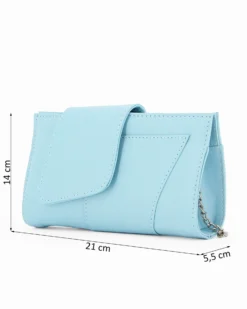 ANNES NICOLE - Pochette celeste con fascia e pattina in vernice, MADE IN ITALY
