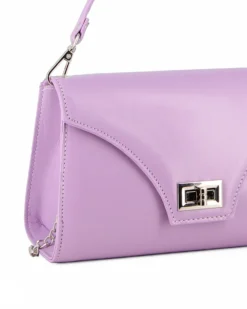 ANNES NICOLE - Pochette lilla un manico con patta e chiusura a girello, MADE IN ITALY