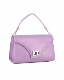 ANNES NICOLE - Pochette lilla un manico con patta e chiusura a girello, MADE IN ITALY