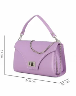 ANNES NICOLE - Pochette lilla un manico con patta e chiusura a girello, MADE IN ITALY
