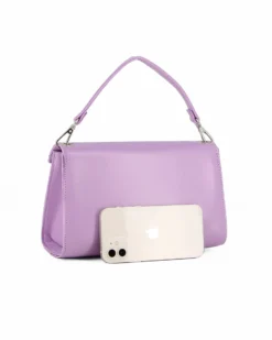 ANNES NICOLE - Pochette lilla un manico con patta e chiusura a girello, MADE IN ITALY