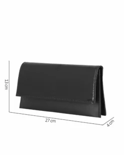 ANNES NICOLE - Pochette nera con due scomparti interni e patta in vernice, MADE IN ITALY