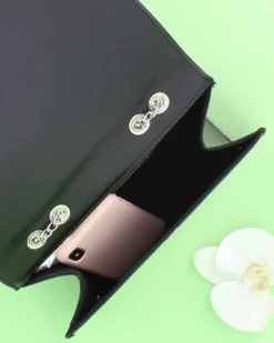 ANNES NICOLE - Pochette nera con stella glitterata sulla patta, MADE IN ITALY