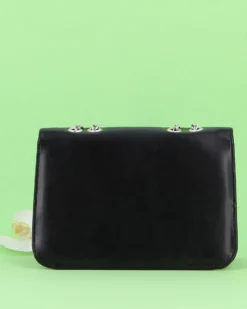 ANNES NICOLE - Pochette nera con stella glitterata sulla patta, MADE IN ITALY