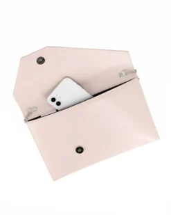 ANNES NICOLE - Pochette nude con inserto in vernice sulla patta, MADE IN ITALY