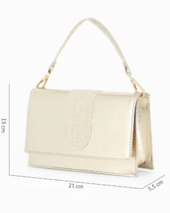 ANNES NICOLE - Pochette oro con patta e tracolla a catenina