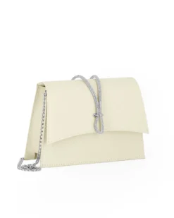 ANNES NICOLE - Pochette panna con cinturino in strass sulla patta, MADE IN ITALY