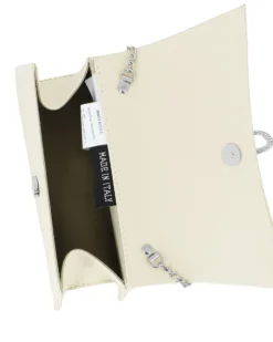 ANNES NICOLE - Pochette panna con cinturino in strass sulla patta, MADE IN ITALY
