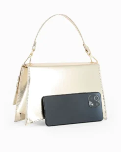 ANNES NICOLE - Pochette platino con dettaglio cinturini sulla patta e tracolla a catenina