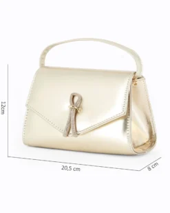 ANNES NICOLE - Pochette platino con cinturino in strass sulla patta e tracolla a catenina