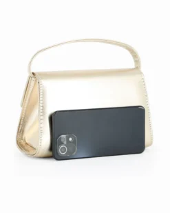 ANNES NICOLE - Pochette platino con cinturino in strass sulla patta e tracolla a catenina