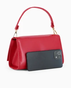 ANNES NICOLE - Pochette rossa un manico con patta in vernice e chiusura a girello, MADE IN ITALY