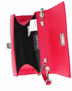 ANNES NICOLE - Pochette rossa un manico con patta in vernice e chiusura a girello, MADE IN ITALY