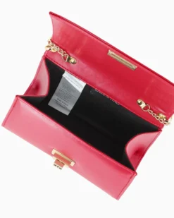 ANNES NICOLE - Pochette rossa un manico con patta in vernice e chiusura a girello, MADE IN ITALY