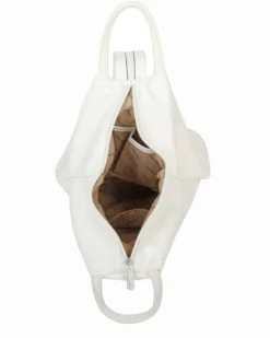 ANNES NICOLE - Zaino bianco due manici con doppia tasca frontale e spalline regolabili con zip