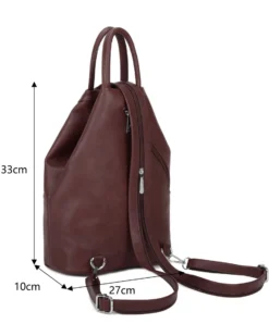 ANNES NICOLE - Zaino bordeaux due manici con doppia tasca frontale e spalline regolabili con zip