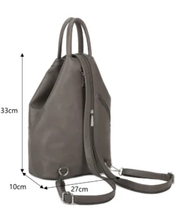 ANNES NICOLE - Zaino grigio due manici con doppia tasca frontale e spalline regolabili con zip