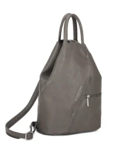 ANNES NICOLE - Zaino grigio due manici con doppia tasca frontale e spalline regolabili con zip