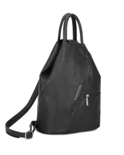 ANNES NICOLE - Zaino nero due manici con doppia tasca frontale e spalline regolabili con zip