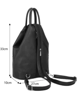 ANNES NICOLE - Zaino nero due manici con doppia tasca frontale e spalline regolabili con zip