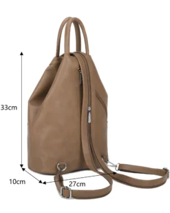 ANNES NICOLE - Zaino terra due manici con doppia tasca frontale e spalline regolabili con zip