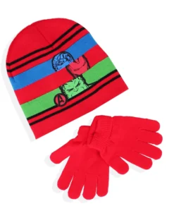 AVENGERS - Completo da bimbo con cappello, sciarpa e guanti rosso