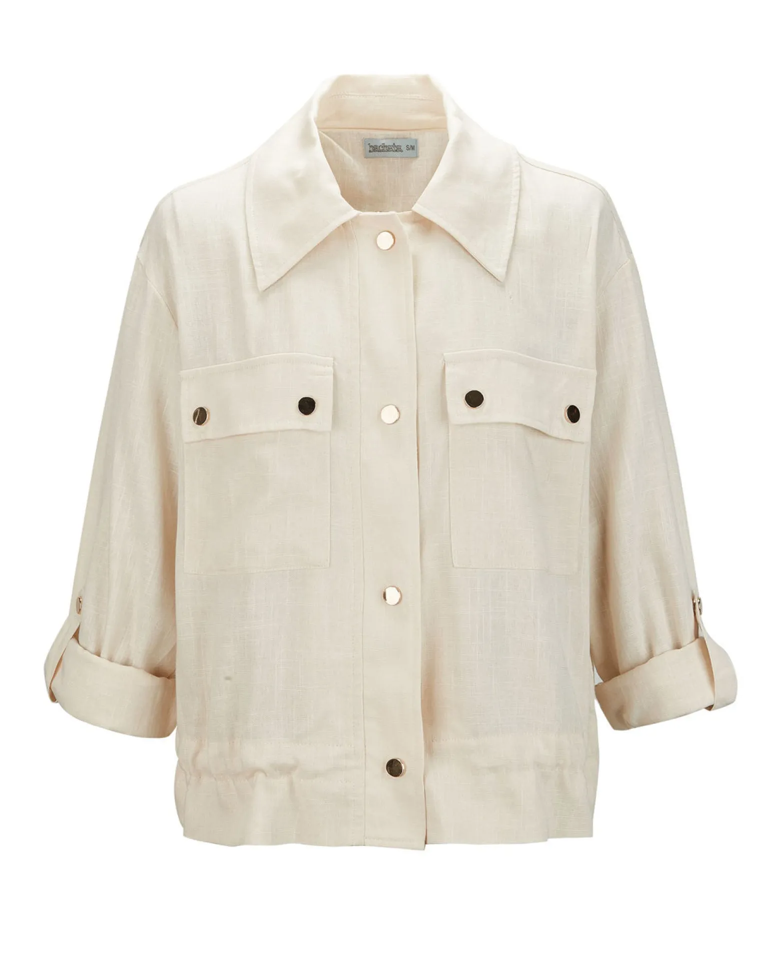 BACHATA - CAMICIA GIACCA BEIGE DA DONNA IN VISCOSA E LINO