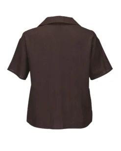 BACHATA - Camicia mezza manica con taschino marrone