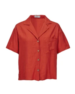 BACHATA - Camicia mezza manica con taschino arancione